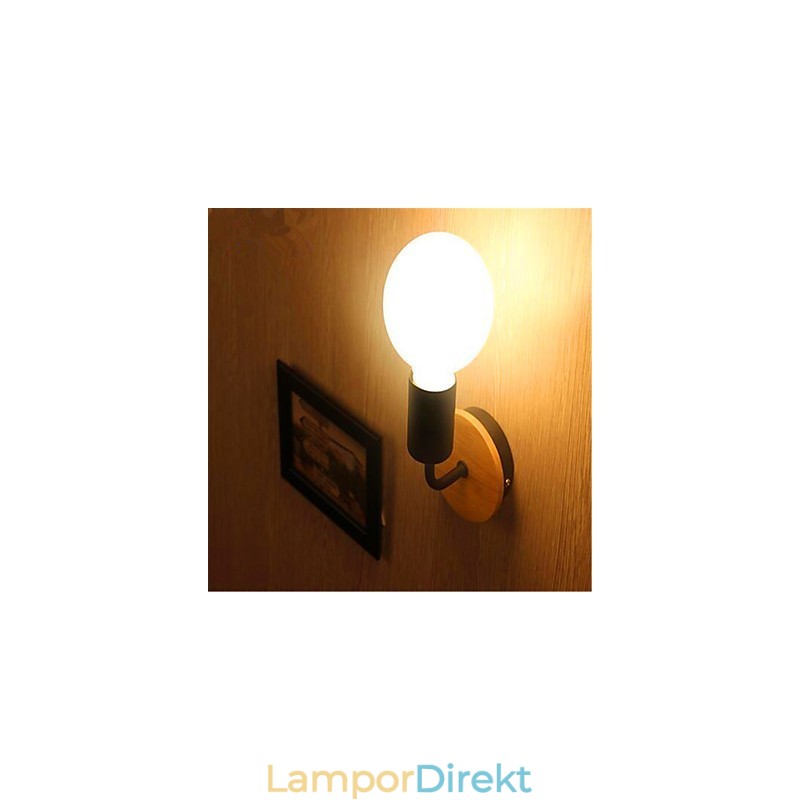 Modern Minimalistisk Kreativ Personlighet Trä Järn Lampa Korridor Balkong Sovrum Sängbord Järn Vägglampa