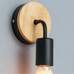 Modern Minimalistisk Kreativ Personlighet Trä Järn Lampa Korridor Balkong Sovrum Sängbord Järn Vägglampa
