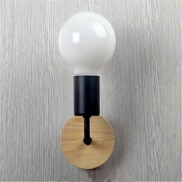 Modern Minimalistisk Kreativ Personlighet Trä Järn Lampa Korridor Balkong Sovrum Sängbord Järn Vägglampa