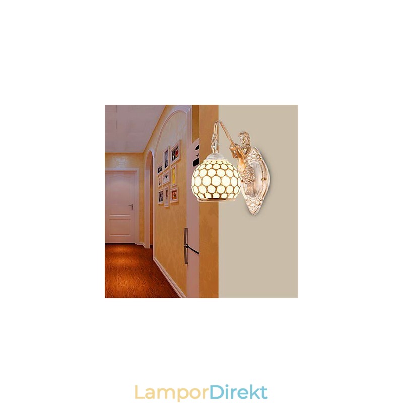 Enkel Europeisk Stil Vägglampa Retro Pastoral Sovrum Sängbord Balkong Trappor Hall Spegellampa