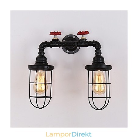 2 Heads Retro Industrial Pipe Vägglampor Enkel Loft Svart Fågelbur Metall Matsal Kök Bar Café Dekorationsbelysning 2 Heads Retro Industrial Pipe Vägglampor Enkel Loft Svart Fågelbur Metall Matsal Kök Bar Café Dekorationsbelysning