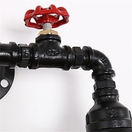 2 Heads Retro Industrial Pipe Vägglampor Enkel Loft Svart Fågelbur Metall Matsal Kök Bar Café Dekorationsbelysning
