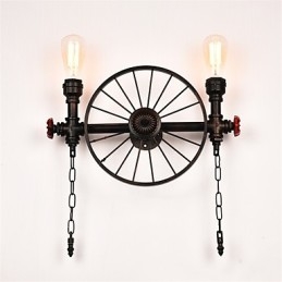 Vintage Industrial Pipe Vägglampor Creative Lights Restaurang Cafe Bar Dekorationsbelysning Med 2 Ljus Målad Finish