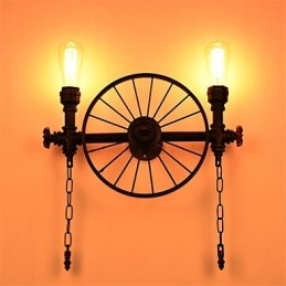 Vintage Industrial Pipe Vägglampor Creative Lights Restaurang Cafe Bar Dekorationsbelysning Med 2 Ljus Målad Finish