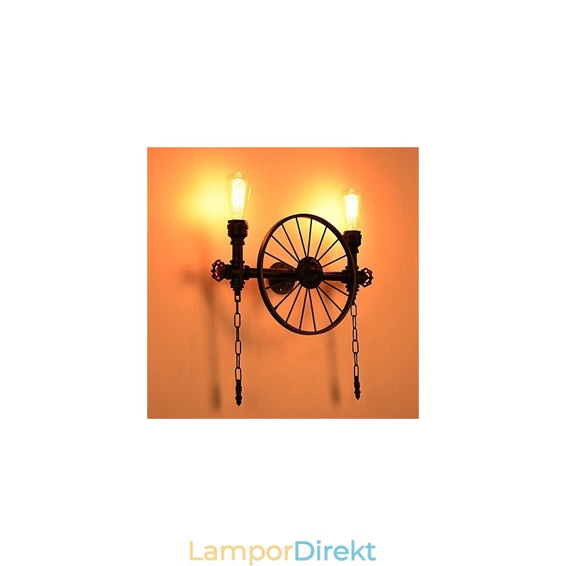 Vintage Industrial Pipe Vägglampor Creative Lights Restaurang Cafe Bar Dekorationsbelysning Med 2 Ljus Målad Finish