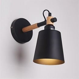 Vintage Trä Art Deco Metall Metall Rustik Vägglampa Vardagsrum Matsal Hall Vägglampa Svart Vit Valfritt