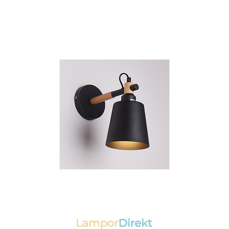 Vintage Trä Art Deco Metall Metall Rustik Vägglampa Vardagsrum Matsal Hall Vägglampa Svart Vit Valfritt