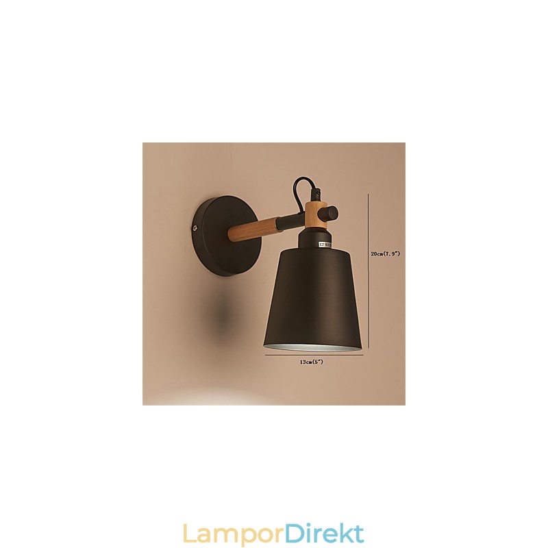 Vintage Trä Art Deco Metall Metall Rustik Vägglampa Vardagsrum Matsal Hall Vägglampa Svart Vit Valfritt