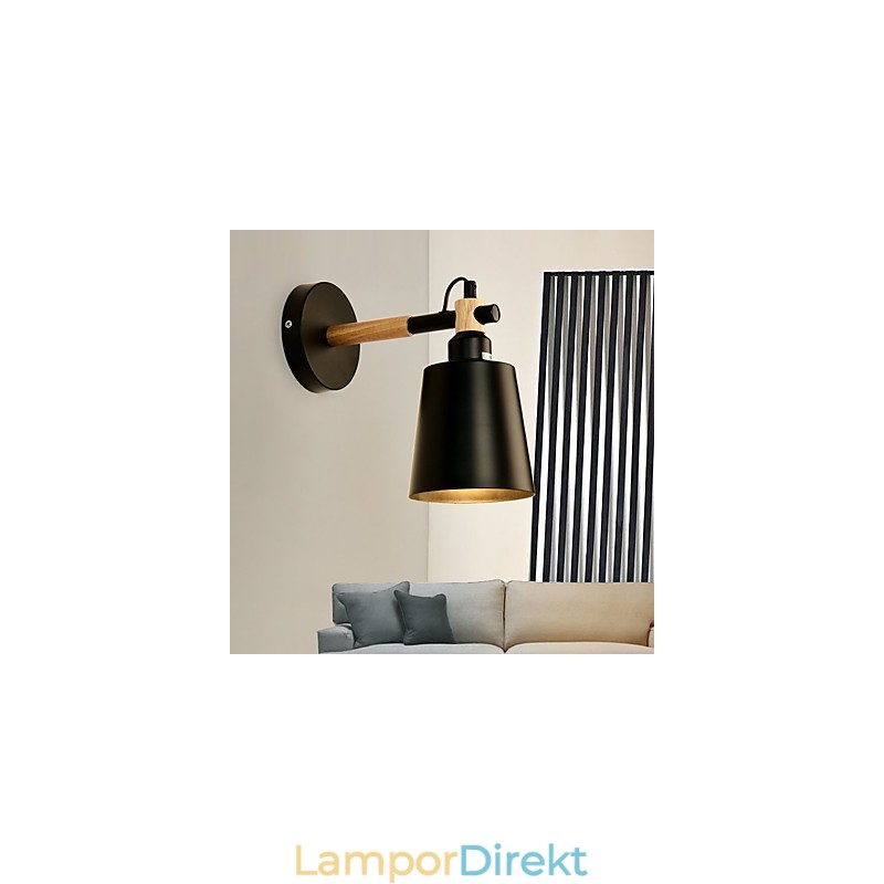 Vintage Trä Art Deco Metall Metall Rustik Vägglampa Vardagsrum Matsal Hall Vägglampa Svart Vit Valfritt