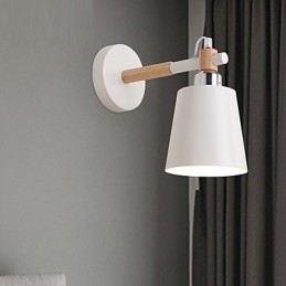 Vintage Trä Art Deco Metall Metall Rustik Vägglampa Vardagsrum Matsal Hall Vägglampa Svart Vit Valfritt