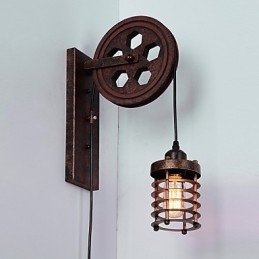 Industriell Retro Iron Vägglampa Creative Personality Lift Pulley Vägglampa