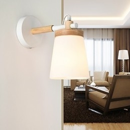 Glasskärm Och Metallbas Vägglampa Funktion Ambient Light Vägglampor Vägglampa