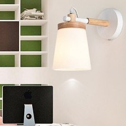 Glasskärm Och Metallbas Vägglampa Funktion Ambient Light Vägglampor Vägglampa