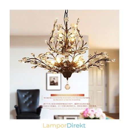 Vintage Crystal Flush Mount 8 Lights Metallmålning Svart Eller Guld Vintage Crystal Flush Mount 8 Lights Metallmålning Svart Eller Guld