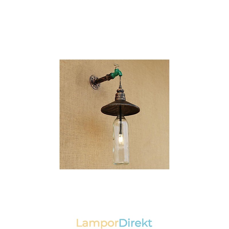 Edison Retro Dekorativ Vattenpipa Vinflaska Vägglampa Vägglampa