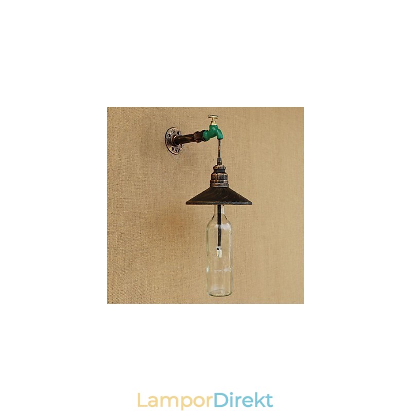 Edison Retro Dekorativ Vattenpipa Vinflaska Vägglampa Vägglampa