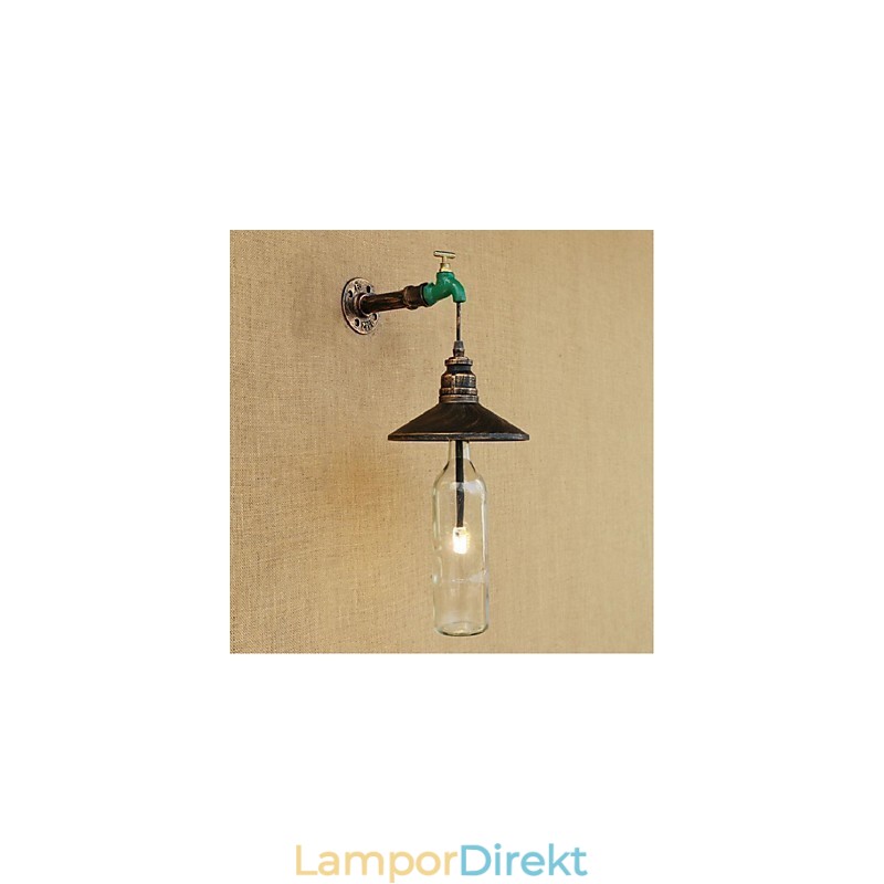 Edison Retro Dekorativ Vattenpipa Vinflaska Vägglampa Vägglampa