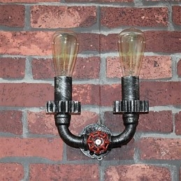 2 Heads Vintage Industrial Metal Vägglampor Restaurang Cafe Bar Dekorationsbelysning