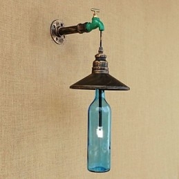 Järnrör Retro Bar Hotelldekoration Rörflaska Vägglampa