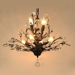 Vintage Crystal Flush Mount 8 Lights Metallmålning Svart Eller Guld