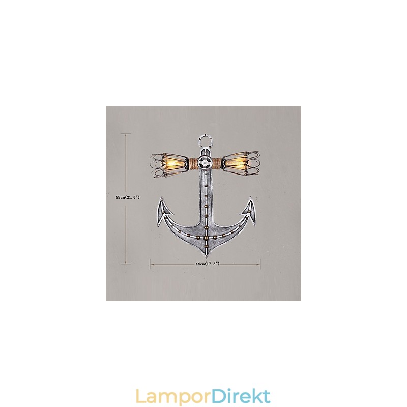 Vintage Industriella Vägglampor Trä Båt Ankare Form Kreativ Restaurang Café Bar Dekoration Belysning