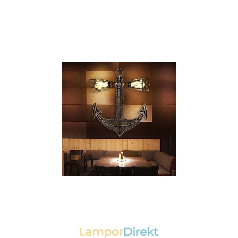 Vintage Industriella Vägglampor Trä Båt Ankare Form Kreativ Restaurang Café Bar Dekoration Belysning