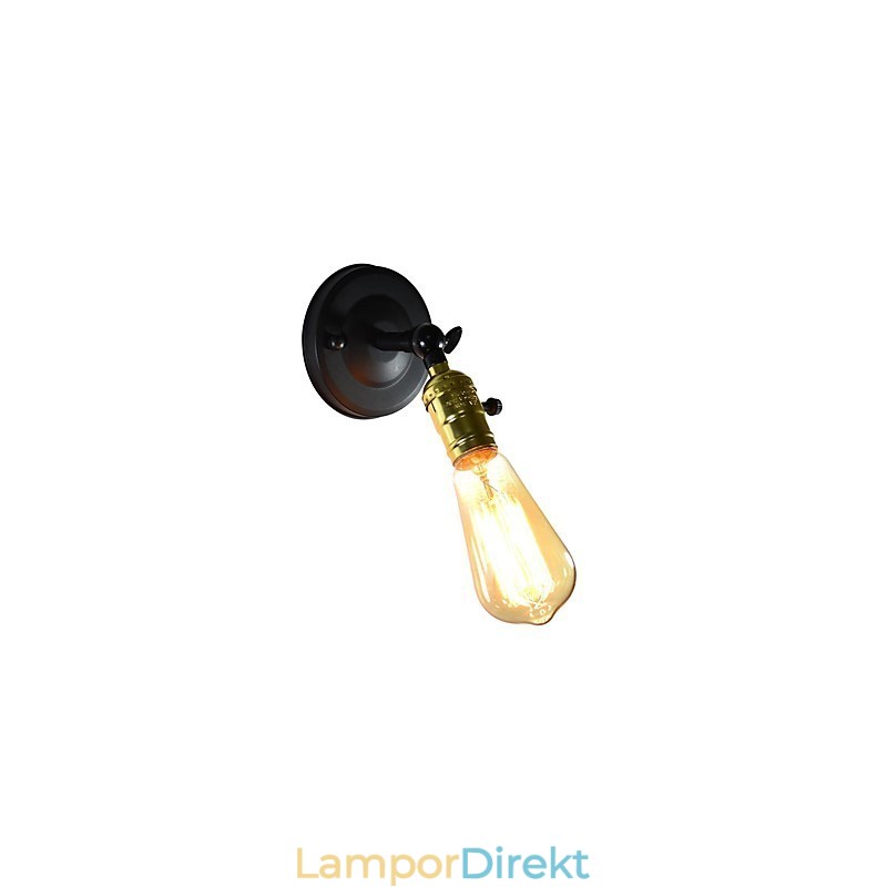 Järnvägglampa Svart Enkel Retro Vägglampa Enkelhuvud Dekorativ Vägglampa Europeisk Stil