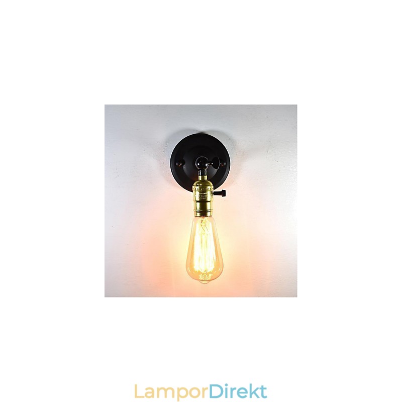 Järnvägglampa Svart Enkel Retro Vägglampa Enkelhuvud Dekorativ Vägglampa Europeisk Stil