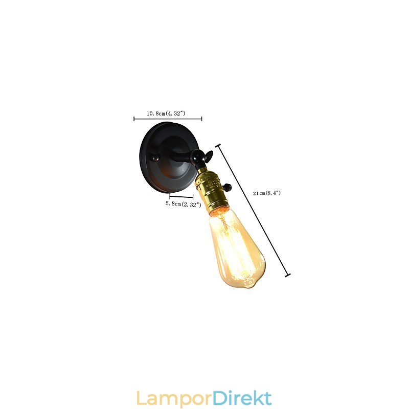 Järnvägglampa Svart Enkel Retro Vägglampa Enkelhuvud Dekorativ Vägglampa Europeisk Stil
