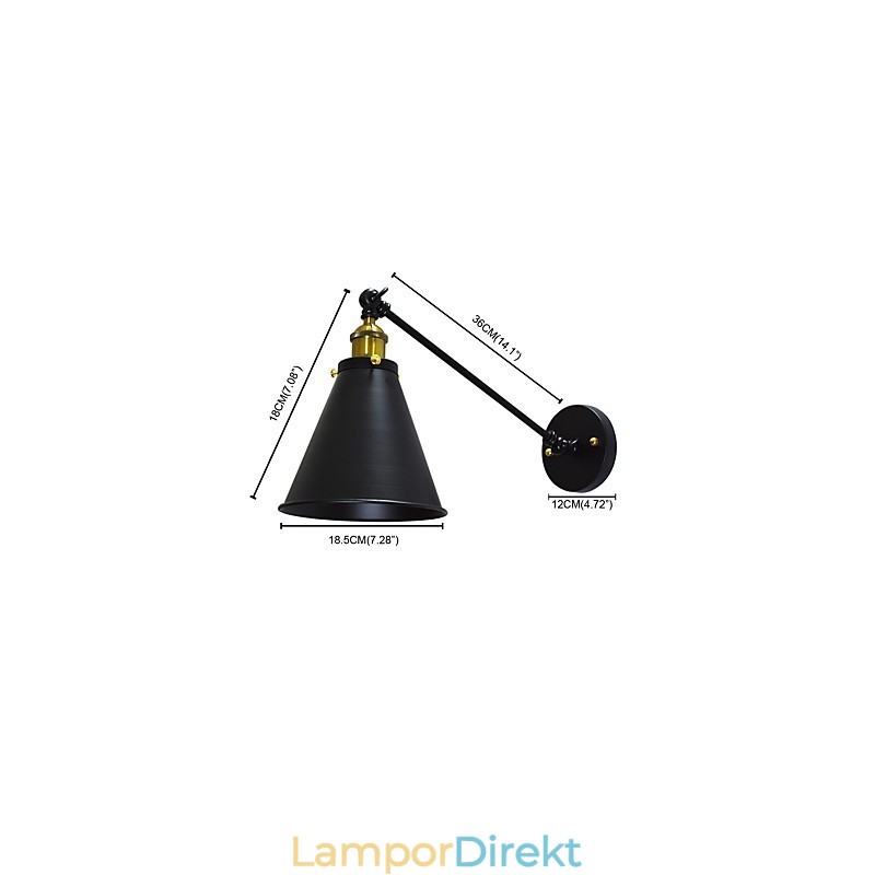 Buzz Paint Enkelvägg Järn Vägglampa Stum Svart Ljussabel Lampa På Vägg