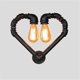 Vintage Vattenrör Loving Heart Kreativa Vägglampor Industriellt Vardagsrum Restaurang Barer Cafédekoration Vägglampor