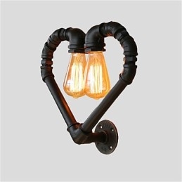 Vintage Vattenrör Loving Heart Kreativa Vägglampor Industriellt Vardagsrum Restaurang Barer Cafédekoration Vägglampor