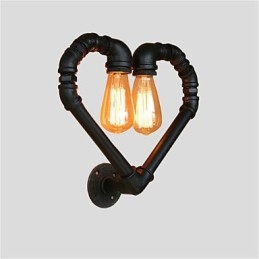 Vintage Vattenrör Loving Heart Kreativa Vägglampor Industriellt Vardagsrum Restaurang Barer Cafédekoration Vägglampor