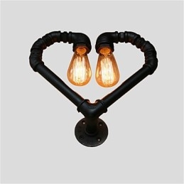 Vintage Vattenrör Loving Heart Kreativa Vägglampor Industriellt Vardagsrum Restaurang Barer Cafédekoration Vägglampor
