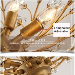Vintage Crystal Flush Mount 8 Lights Metallmålning Svart Eller Guld