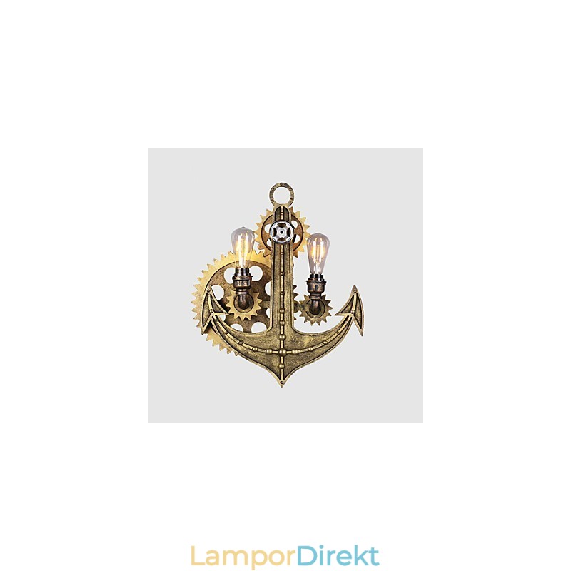 Vintage Industriella Vägglampor Trä Gear Form Kreativa Vridbara Lampor Restaurang Cafe Bar Dekorationsbelysning