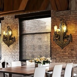 Vintage Industriella Vägglampor Trä Gear Form Kreativa Vridbara Lampor Restaurang Cafe Bar Dekorationsbelysning