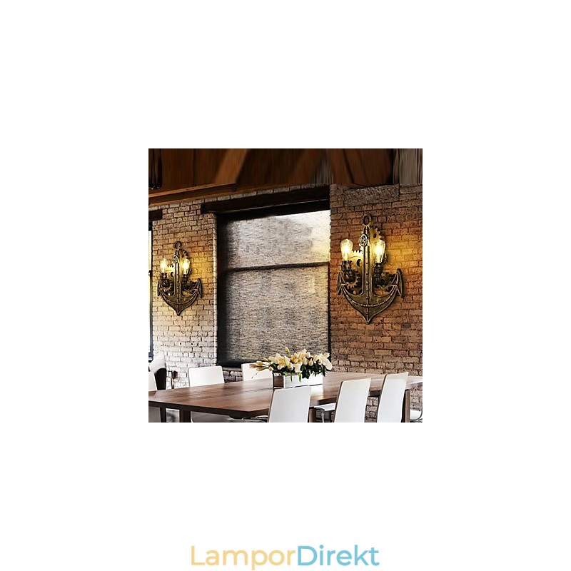 Vintage Industriella Vägglampor Trä Gear Form Kreativa Vridbara Lampor Restaurang Cafe Bar Dekorationsbelysning