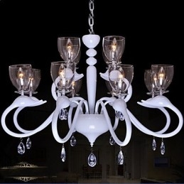Europeisk Stil Crystal Droplight Individuality Creative Swan 12 Ljus Ljuskrona