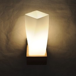 Enkel Vägglampa Sängbordslampa Med Glasskärm Och Massivt Trä För Sovrumsbyrå Vardagsrum Babyrum College Sovsal Soffbord Bokhyllor