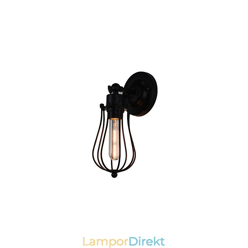 Målat Stål Vägglampa Stum Svart Amerikansk Kaffe Dekoration Retro Väggljus Ljussabel Lampa På Vägg