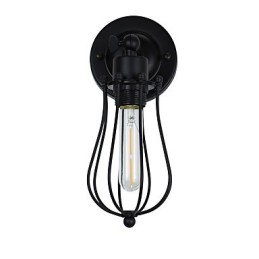 Målat Stål Vägglampa Stum Svart Amerikansk Kaffe Dekoration Retro Väggljus Ljussabel Lampa På Vägg