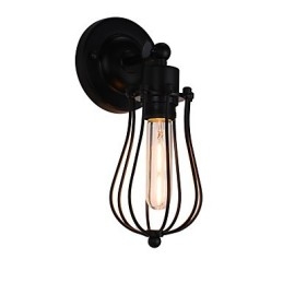 Målat Stål Vägglampa Stum Svart Amerikansk Kaffe Dekoration Retro Väggljus Ljussabel Lampa På Vägg