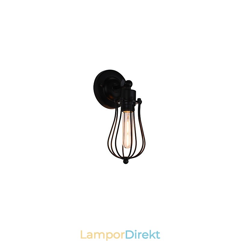 Målat Stål Vägglampa Stum Svart Amerikansk Kaffe Dekoration Retro Väggljus Ljussabel Lampa På Vägg