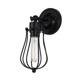 Målat Stål Vägglampa Stum Svart Amerikansk Kaffe Dekoration Retro Väggljus Ljussabel Lampa På Vägg