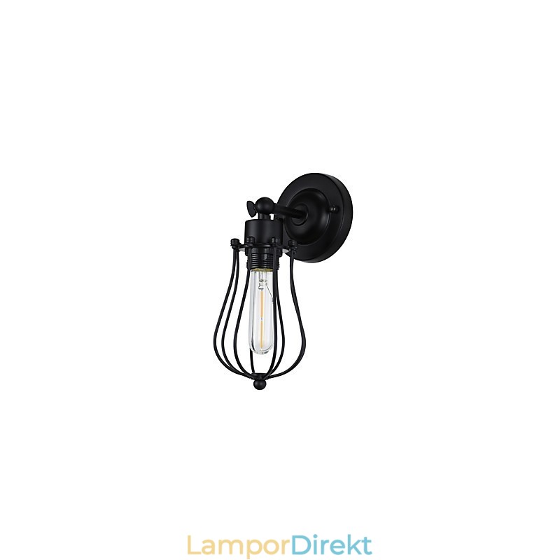 Målat Stål Vägglampa Stum Svart Amerikansk Kaffe Dekoration Retro Väggljus Ljussabel Lampa På Vägg