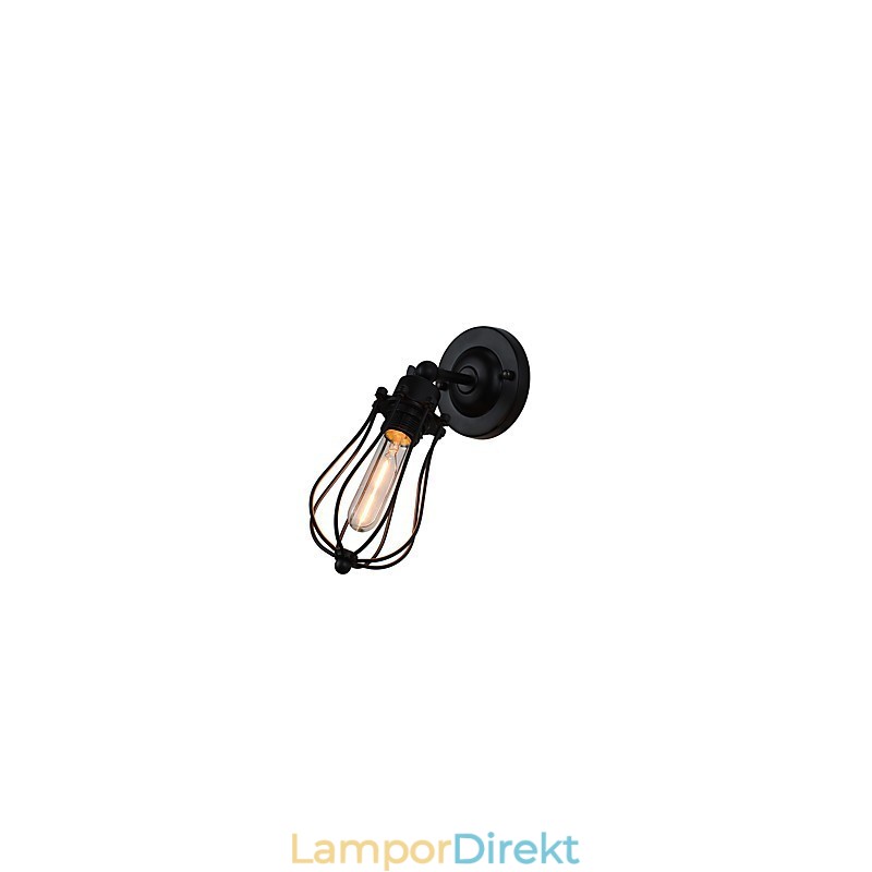 Målat Stål Vägglampa Stum Svart Amerikansk Kaffe Dekoration Retro Väggljus Ljussabel Lampa På Vägg