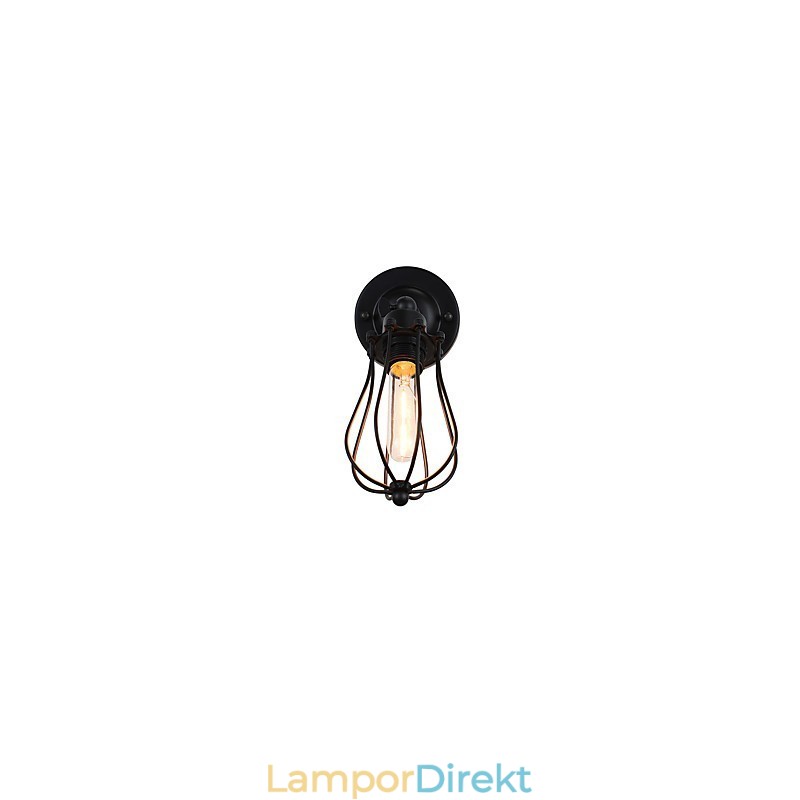 Målat Stål Vägglampa Stum Svart Amerikansk Kaffe Dekoration Retro Väggljus Ljussabel Lampa På Vägg