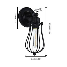 Målat Stål Vägglampa Stum Svart Amerikansk Kaffe Dekoration Retro Väggljus Ljussabel Lampa På Vägg
