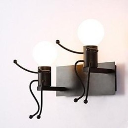 American Country Järn Vägglampa Kreativ Sovrum Säng Vägglampa Varmgång Skurk Vägglampa